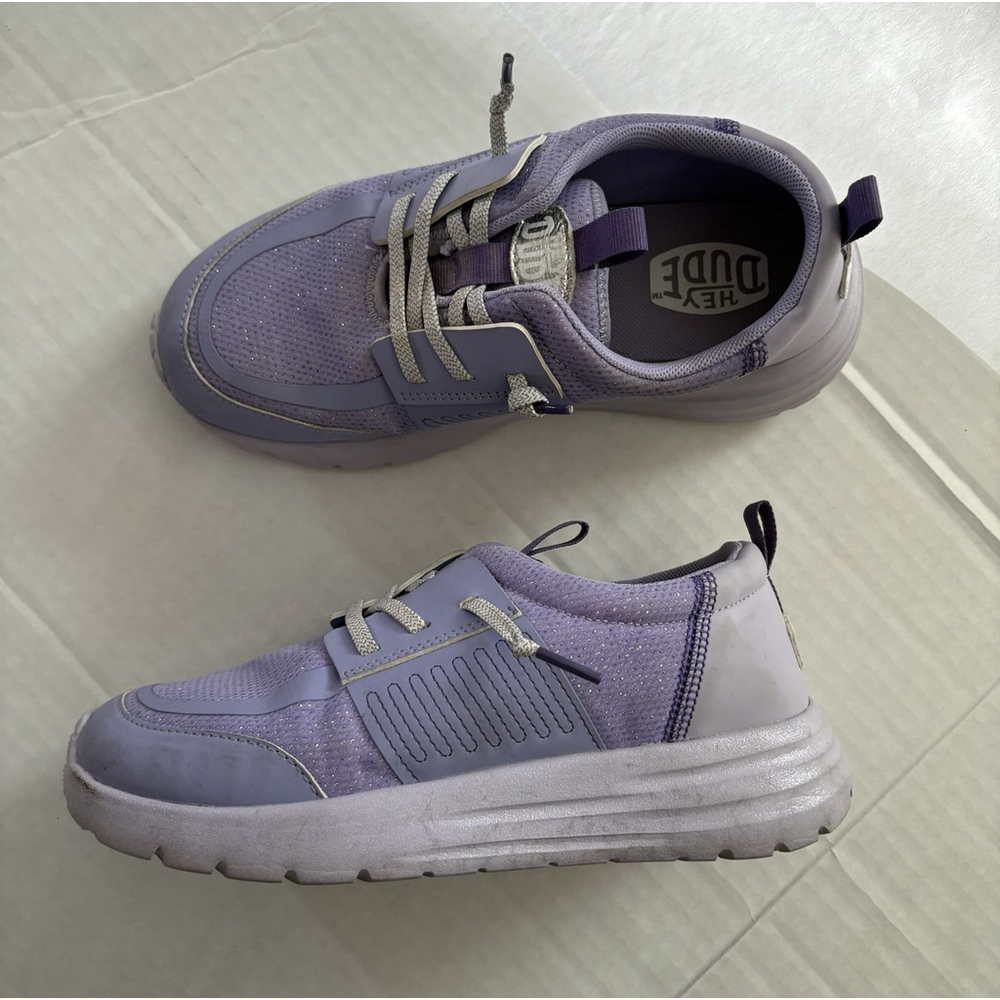Hey Dude SIROCCO PLAY Y PASTEL OMBRE Purple Lilac Slip-On Shoes Size J4 Girls - Picture 2 of 9